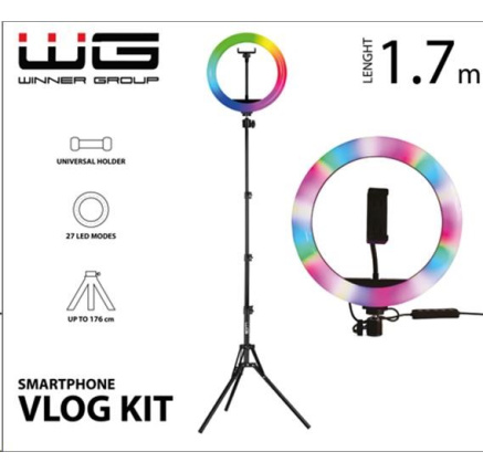WG - Vlog Kit základní sada pro natáčení video blogů, s RGB LED světlem a tripodem 1,7 metru WG - Vlog Kit základní sada pro natáčení video blogů, s RGB LED světlem a tripodem 1,7 metru