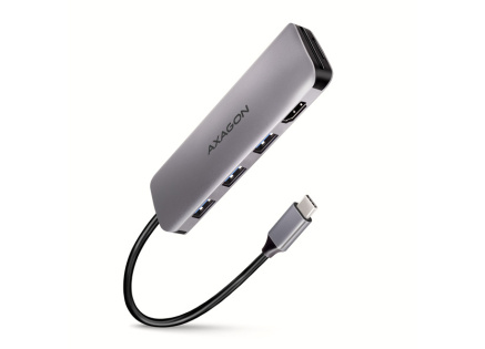 AXAGON HMC-HCR3A, USB 3.2 Gen 1 hub, porty 3x USB-A, HDMI 4k/30Hz, SD/microSD, kabel USB-C 20cm
