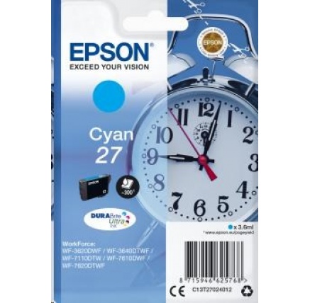 EPSON ink bar Singlepack "Budík" Cyan 27 DURABrite Ultra Ink