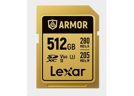 Lexar SDXC ARMOR Gold UHS-II U3, Stainless Steel, IP68 R280/W210 (V60) 512GB