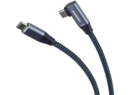 PREMIUMCORD USB-C zahnutý kabel (USB 3.2 Gen2x2, 5A, 100W, 20Gbit/s) 3m, Šedá