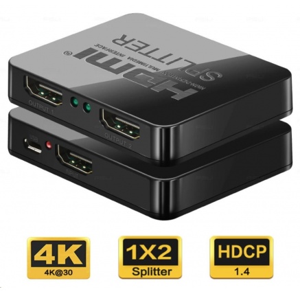PREMIUMCORD HDMI splitter 1-2 porty, s napájením z USB, 4K, FULL HD, 3D