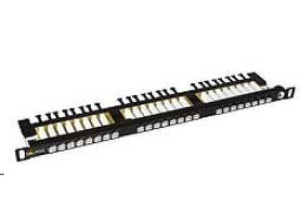 Solarix Patch panel 24xRJ45 CAT6 UTP s vyvazovací lištou černý 0,5U SX24HD-6-UTP-BK