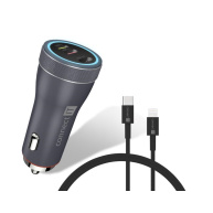 CONNECT IT InCarz Duplex nabíječka do auta, 1x USB-C, 1x Lightning, šedá