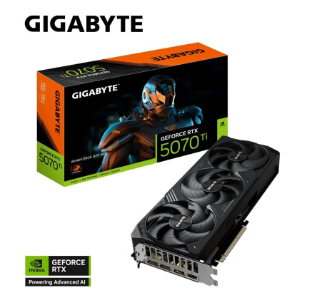 GIGABYTE VGA NVIDIA GeForce RTX 5070 Ti WINDFORCE 16G, 16G GDDR7, 3xDP, 1xHDMI