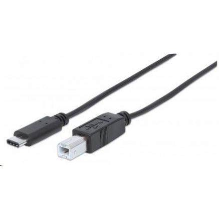 MANHATTAN kabel USB 2.0 C, C Male / B Male, 1m (3 ft.), Black