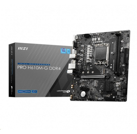MSI MB Sc LGA1700 PRO H610M-G DDR4, Intel H610, 2xDDR4, 1xDP, 1xHDMI, 1xVGA, mATX
