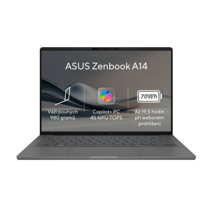 ASUS NTB Zenbook 14 (UX3407QA-OLED339X), X1-26-100, 14" 1920x1200 OLED, 32GB, 1TB SSD, Adreno, W11 Pro, Iceland Gray