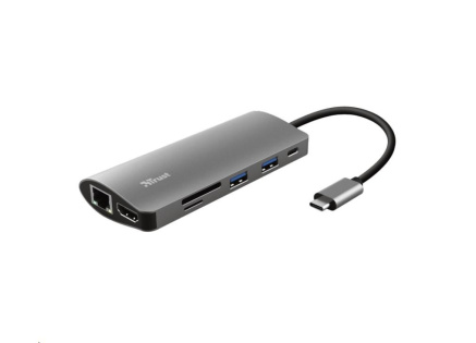 TRUST Dokovací stanIice DALYX USB-C 7v1, 1xHDMI, 1xUSB-C, 2xUSB, 1x RJ45, šedá