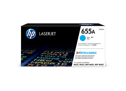 HP 655A Cyan Original LaserJet Toner Cartridge (CF451A) (10,500 pages)