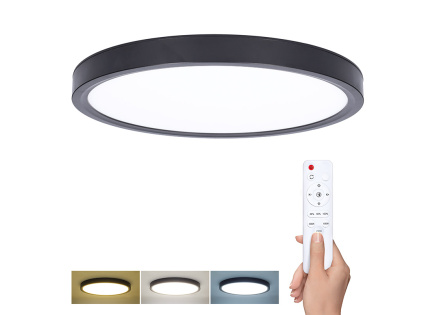 Solight LED osvětlení s dálkovým ovladačem Estela Black, 36W, 2700lm, 30cm, změna chromatičnosti, stmívatelné