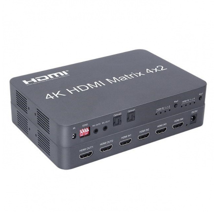 PremiumCord HDMI matrix switch 4:2 s audiem, rozlišení 4Kx2K