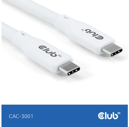 Club3D Kabel USB-C 4.0, 20Gbps, 4K60Hz, PD 240W, 2m, bílá Club3D Kabel USB-C 4.0, 20Gbps, 4K60Hz, PD 240W, 2m, bílá
