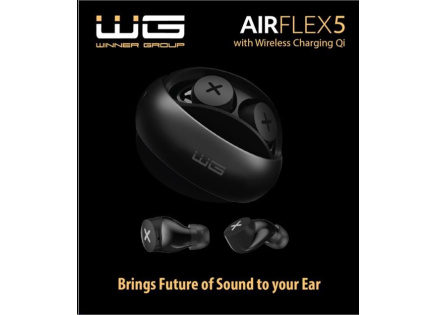 WG - Bluetooth sluchátka WG AirFlex 5, ENC, podpora Qi, černá