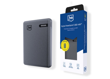 3mk Pocket Powerbank 5,000mAh 12W USB 1C Grey pro Universal