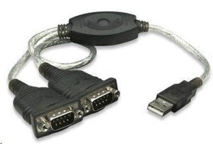 MANHATTAN převodník z USB na 2x sériový port (USB AM/DB9M(2), RS232)