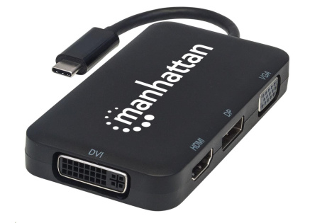 MANHATTAN Dokovací stanice USB-C 4v1, 1xDP, 1xHDMI, 1xVGA, 1xDVI