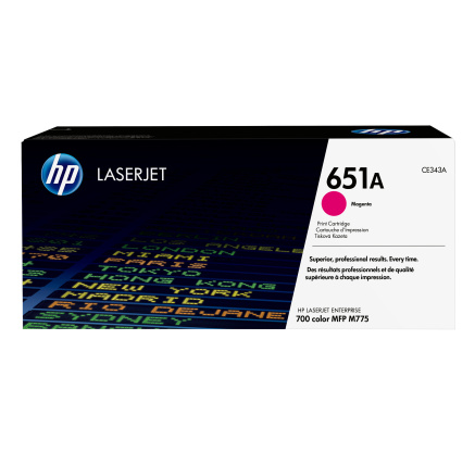 HP 651A Magenta LJ Toner Cart, CE343A (16,000 pages) HP 651A Magenta LJ Toner Cart, CE343A (16,000 pages)