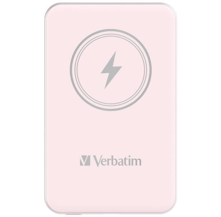 VERBATIM Powerbanka Charge 'n' Go, Magnetická, 5000 mAh, USB-C, Růžová