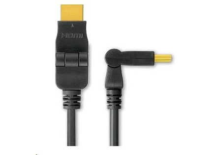 PREMIUMCORD Kabel HDMI 3m High Speed + Ethernet (v1.3), otočné zlacené konektory