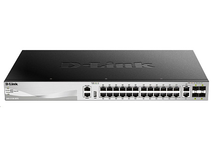 D-Link DGS-3130-30TS/E L3 Stackable Managed Gigabit Switch, 24x gigabit, 2x 10GBASE-T, 4x SFP+