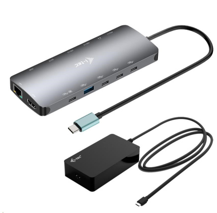 i-tec USB-C Metal Nano 3x Display Dock, 2x HDMI 1x USB-C video,PD 140W + Universal Charger 140 W