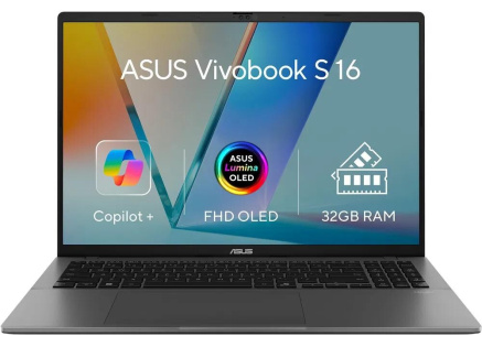 ASUS NTB Vivobook S 16 (M3607KA-OLED022X), R7 AI 350, 16" 1920x1200 OLED, 32GB, 1TB SSD, Radeon, W11 Pro, Matte Gray
