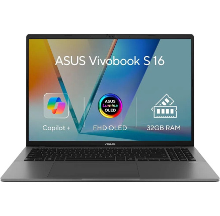 ASUS NTB Vivobook S 16 (M3607KA-OLED022X), R7 AI 350, 16" 1920x1200 OLED, 32GB, 1TB SSD, Radeon, W11 Pro, Matte Gray