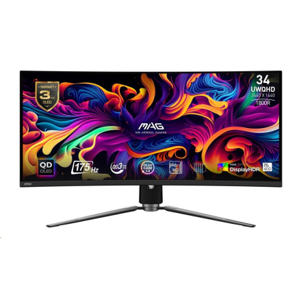 MSI LCD MAG 341CQP QD-OLED, 34", 3440x1440, QD-OLED, 0,03ms, VESA 100x100, Black