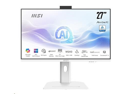MSI PC AiO Modern AM273QP AI 1UM-429XEU, Ultra 7 155H, 27" WQHD, Anti-Glare, 16GB, 512GB SSD, N/A, No OS, White MSI PC AiO Modern AM273QP AI 1UM-429XEU, Ultra 7 155H, 27" WQHD, Anti-Glare, 16GB, 512GB SSD, N/A, No OS, White
