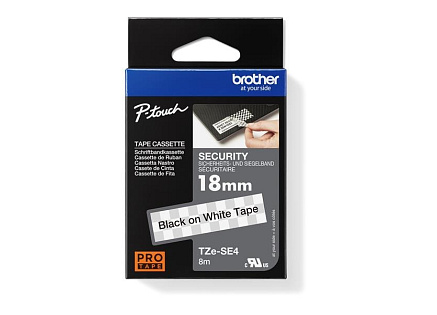 BROTHER TZESE4 - kazeta TZ šířky 18mm, laminovaná TZE-SE4, bílá plombovací páska
