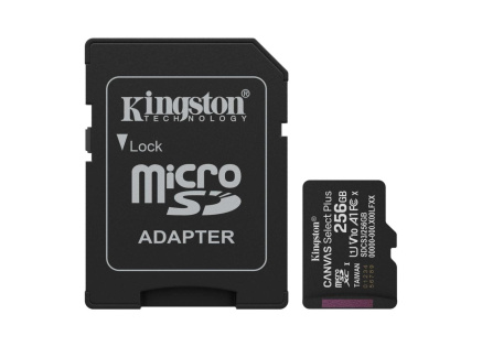 Kingston MicroSDXC karta 256GB Canvas Select Plus, U1, V10, A1, SD Adaptér Kingston MicroSDXC karta 256GB Canvas Select Plus, U1, V10, A1, SD Adaptér