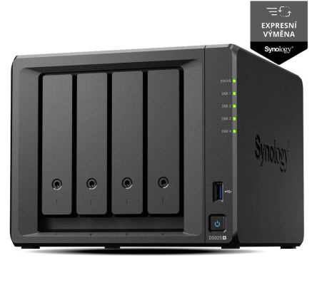 Synology DS925+ DiskStation (4C/RyzenV1500B/2,2GHz/4GBRAM/4xSATA/2xM.2/2xUSB3.2/2x2,5GbE/1xUSB-C)