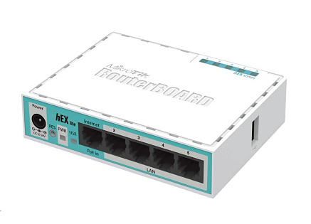 MikroTik RouterBOARD hEX lite, 850MHz CPU, 64MB RAM, 5x LAN, vč. L4 licence