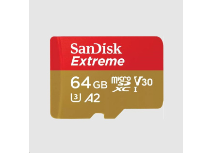 SanDisk micro SDXC karta 64GB Extreme (170 MB/s Class 10, UHS-I U3 V30) + adaptér