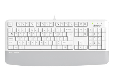 A4tech FK20, multimediální kancelářská klávesnice, CZ/US, USB, bílá