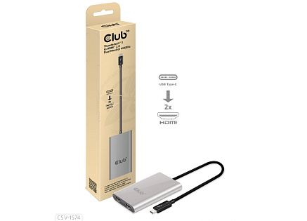 Club3D Adaptér Thunderbolt 3 na 2x HDMI 2.0 4K60Hz UHD