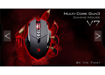 A4tech BLOODY V7 herní myš, až 3200DPI, V-Track technologie, 160KB paměť, USB, CORE 3, kovové podložky