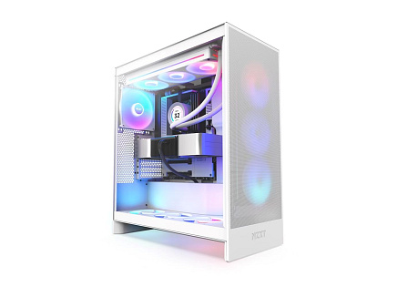 NZXT skříň H7 Flow RGB edition / ATX / 3x 140 mm fan / USB-C / 2x USB / prosklená bočnice / mesh panel / RGB / bílá