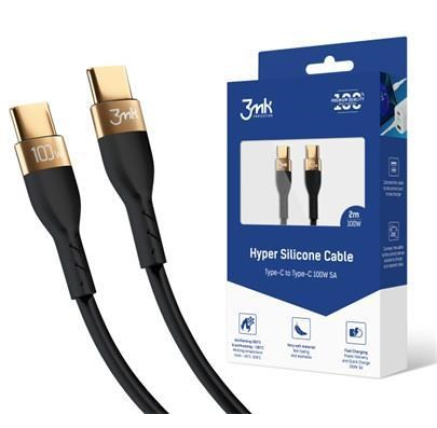 3mk datový kabel - Hyper Silicone Cable C to C 2m 100W, černá 3mk datový kabel - Hyper Silicone Cable C to C 2m 100W, černá