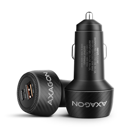 AXAGON PWC-PQ48 nabíječka do auta 48W, USB-A + USB-C, PD3.0/PPS/QC4+/SFC/Apple