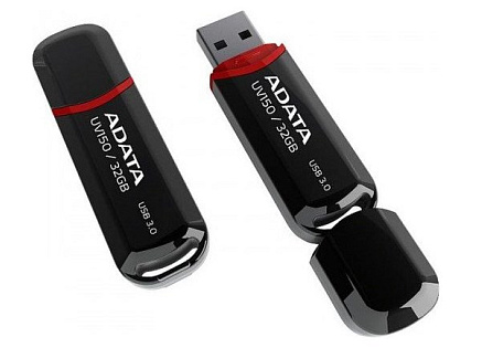 ADATA Flash Disk 32GB UV150, USB 3.1 Dash Drive (R:90/W:20 MB/s) černá