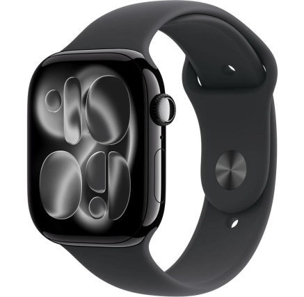 Apple Watch Series 11 GPS 46mm Jet Black Aluminium Case with Black Sport Band - M/L