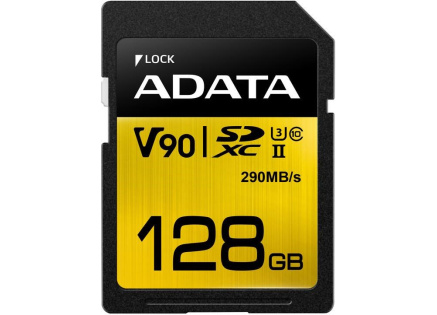 ADATA SDXC karta 128GB UHS-II U3 Class 10, Premier One (R: 290MB / W: 260MB)
