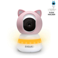 EVOLVEO Baby Monitor LUX, Chytrá 360° videochůvička s nočním viděním, detekcí pláče a pohybu, růžová