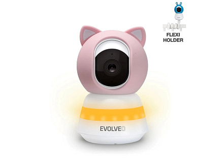 EVOLVEO Baby Monitor LUX, Chytrá 360° videochůvička s nočním viděním, detekcí pláče a pohybu, růžová