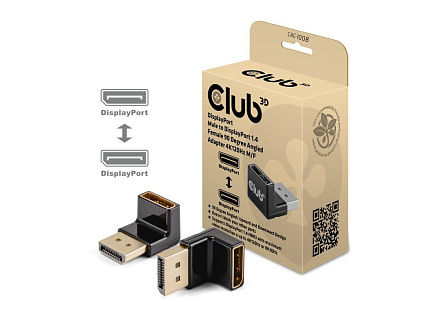 Club3D Adaptér DisplayPort na DisplayPort 1.4, 4K120Hz, 8K30Hz, 90° Club3D Adaptér DisplayPort na DisplayPort 1.4, 4K120Hz, 8K30Hz, 90°
