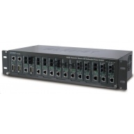 Planet MC-1500R48, 15 slotů pro media konverotry, 19"/2,5U, napájení DC 48V, možno dokoupit AC 230V zdroj (redundance)
