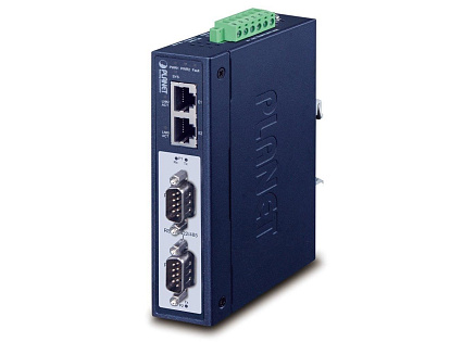 PLANET IMG-2200T Průmyslová brána, MODBUS, 2x RS-232/422/485 na IP, 2x RJ-45 10/100Base-TX, -40 až +75°C, DC12-48V, IP30