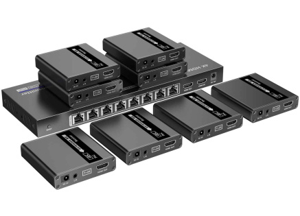 PREMIUMCORD HDMI 1-8 splitter+extender po CAT6/6a/7, UHD 4K@30Hz až na 70m